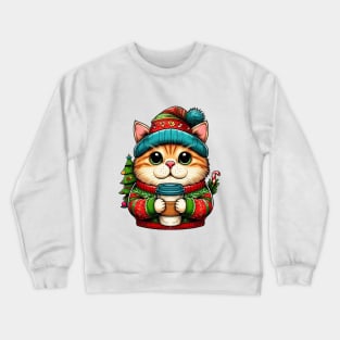 I Love Coffee Christmas And Cats, Cat And Coffee Crewneck Sweatshirt